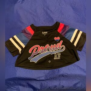 Spencer's Proud AF Bisexual Pride Crop Top Jersey size small